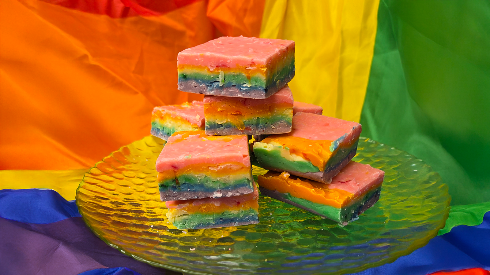 Assorted fudge and cookies on black slate (placeholder)